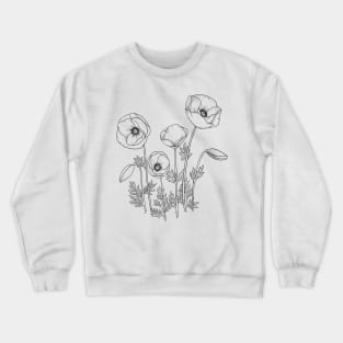 Poppies Line Art Crewneck Sweatshirt